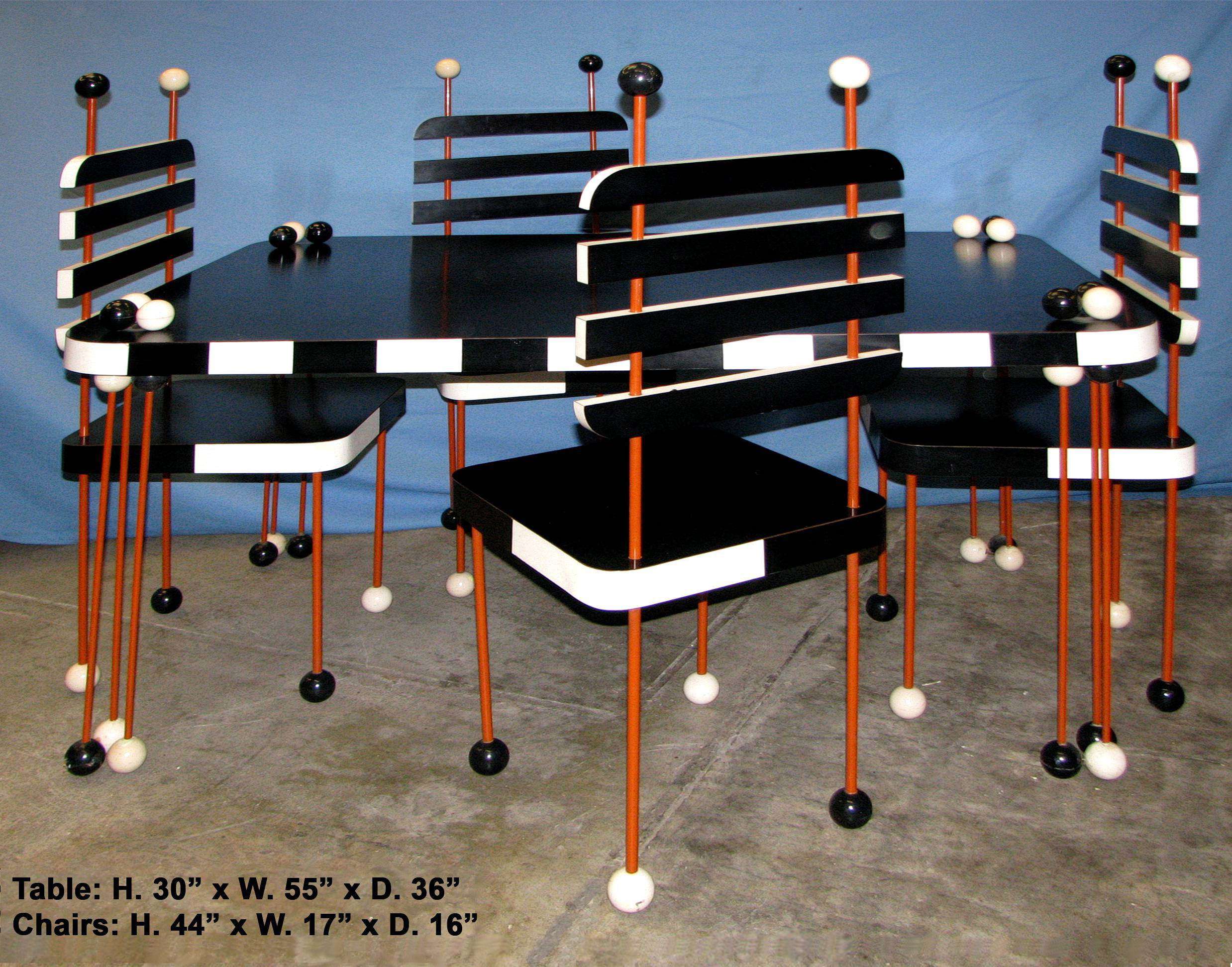 Art deco stílusú étkezőasztal négy székkel